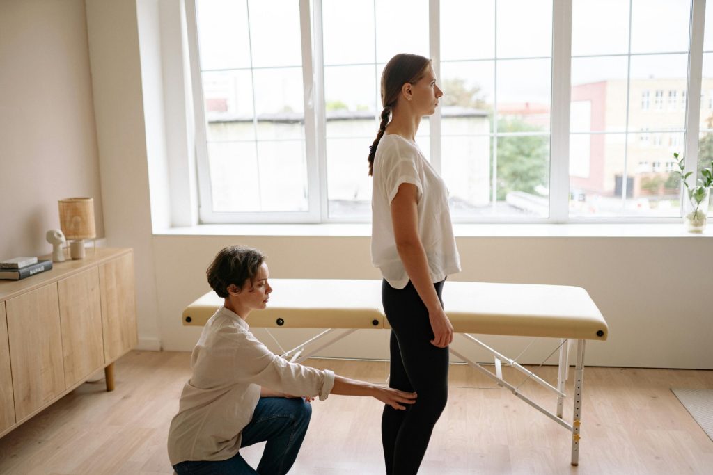 Woman performing checkup
